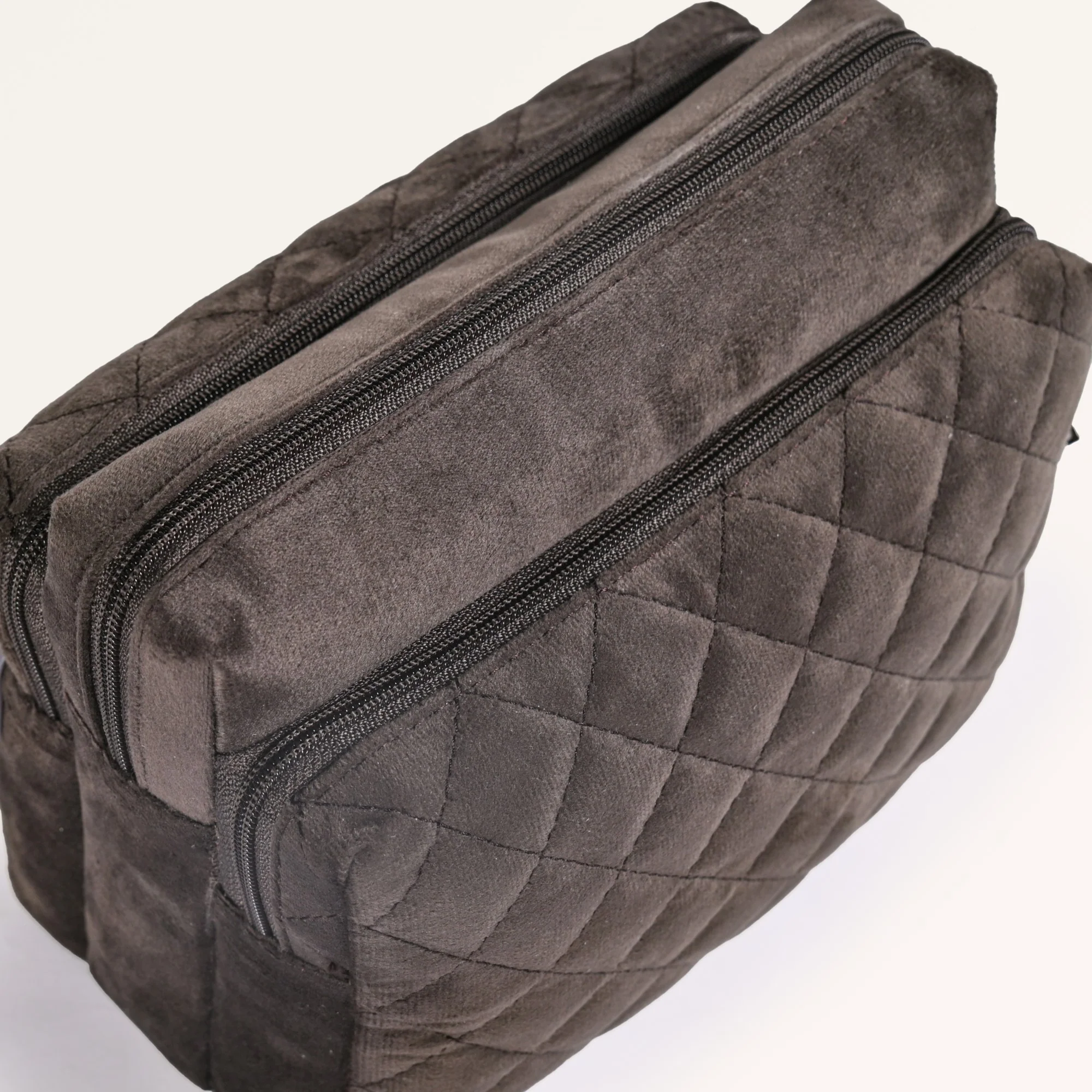 Cushiony Quilted Travel Pouch Brown - Image 6