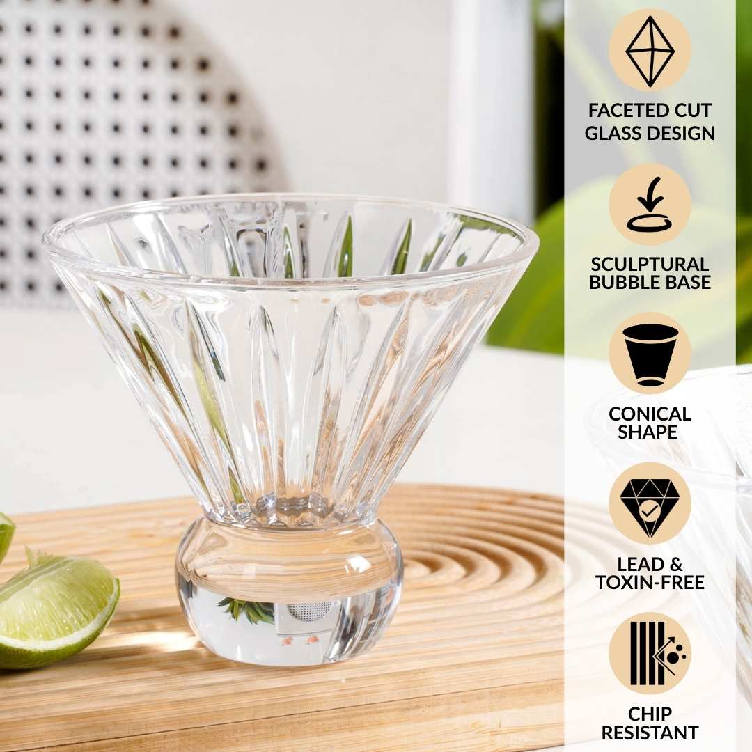 Cut Glass Ball Cocktail Glass Set Of 6 180ml - Image 3
