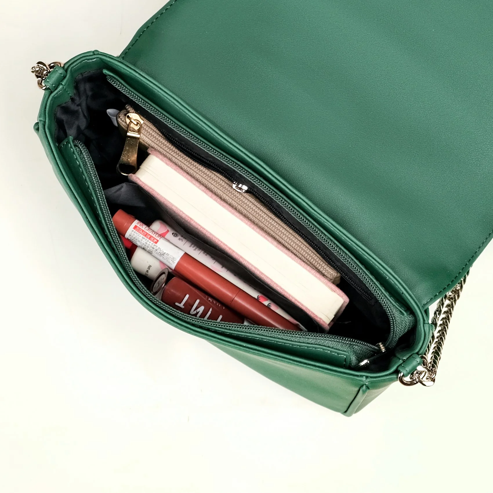 Cypress Green Cross Body Shoulder Bag With Chain - Image 11