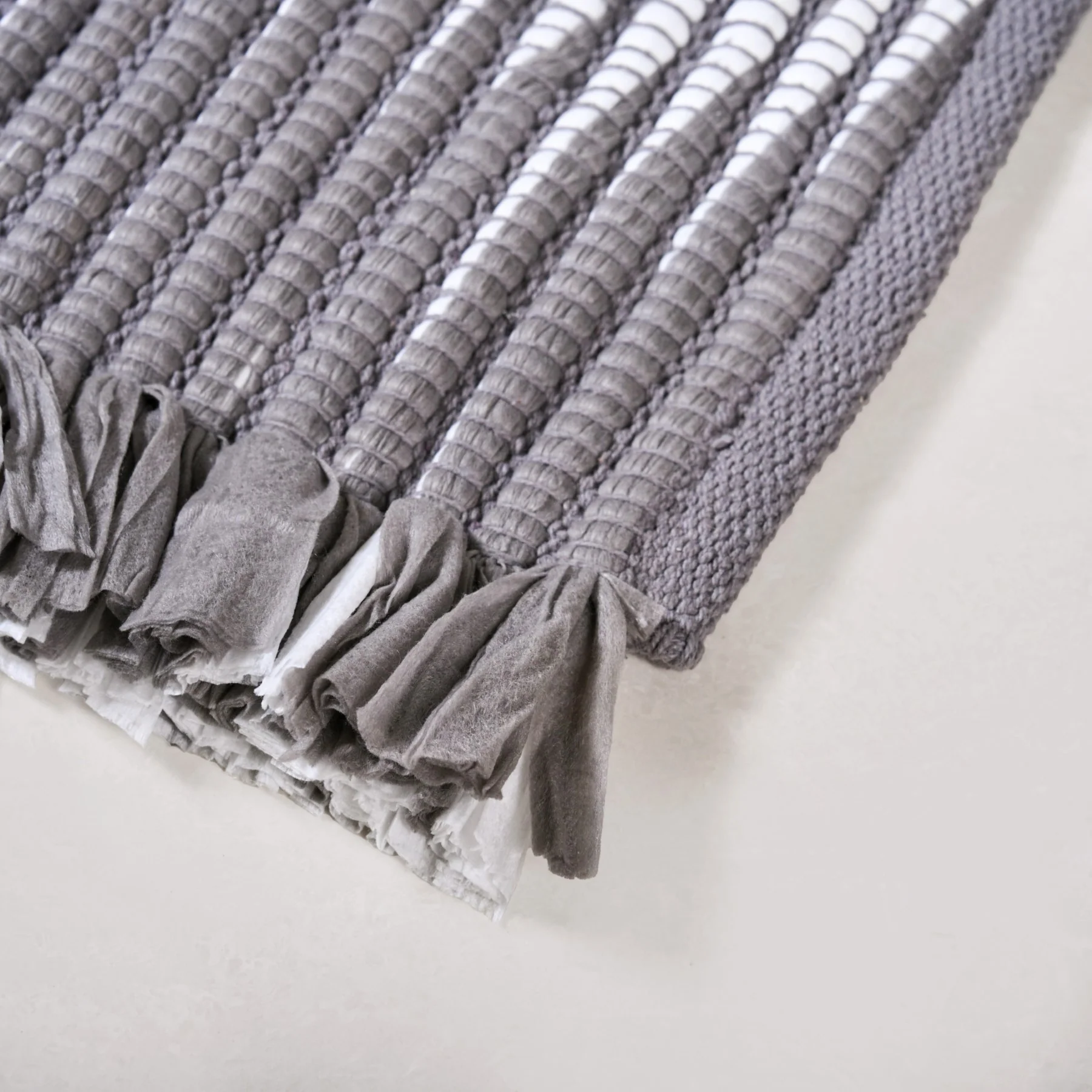 Dark Grey Cotton Weave Floor Mat 85x62cm - Image 4