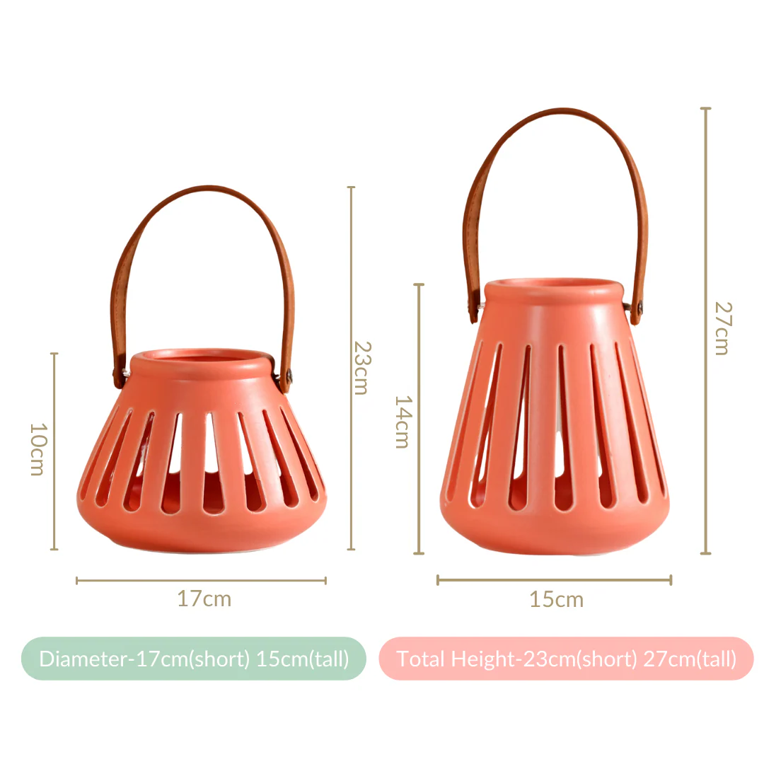 Decor Lantern Coral Red Set of 2 - Image 8