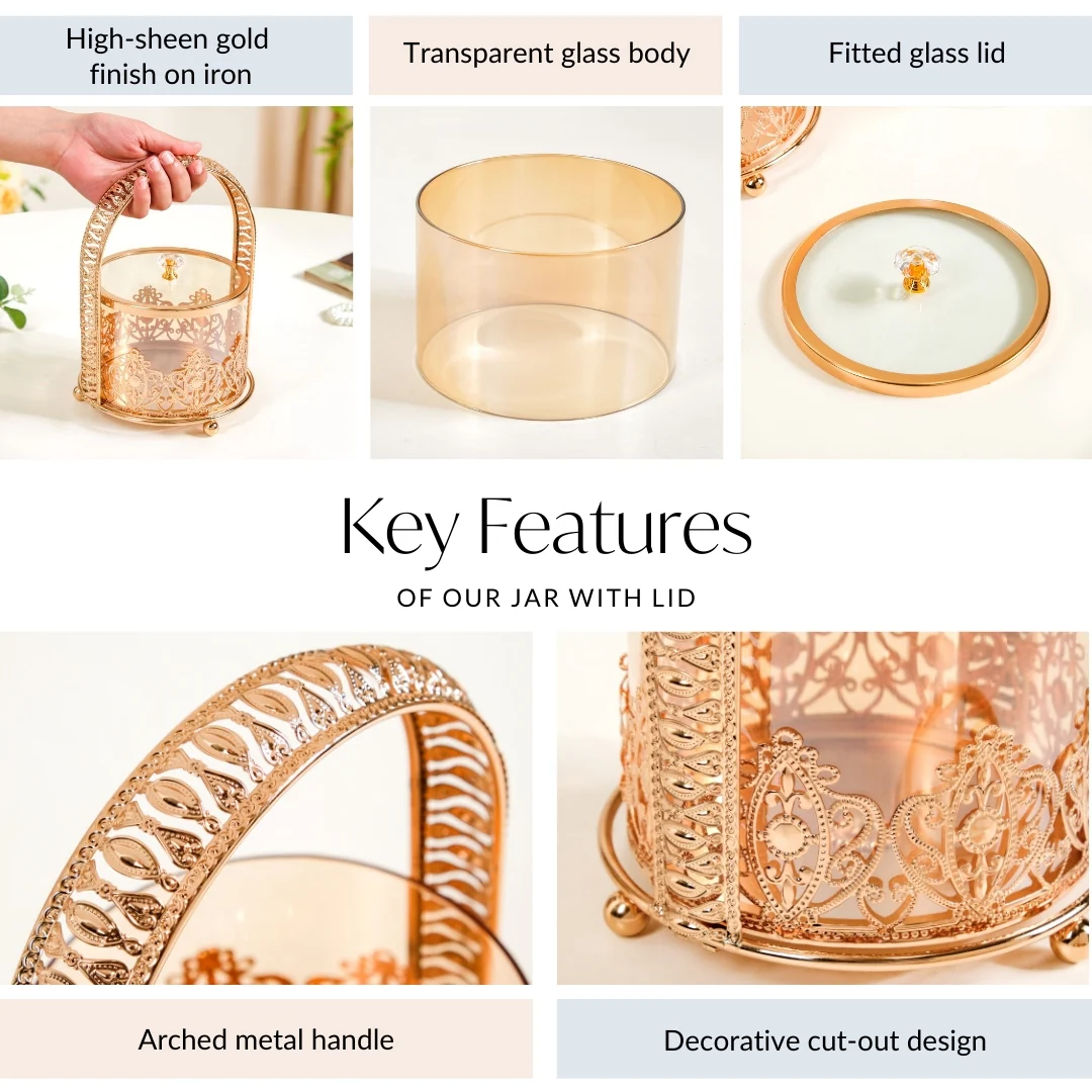 Decorative Glass Candy Jar With Handle And Lid - Image 4