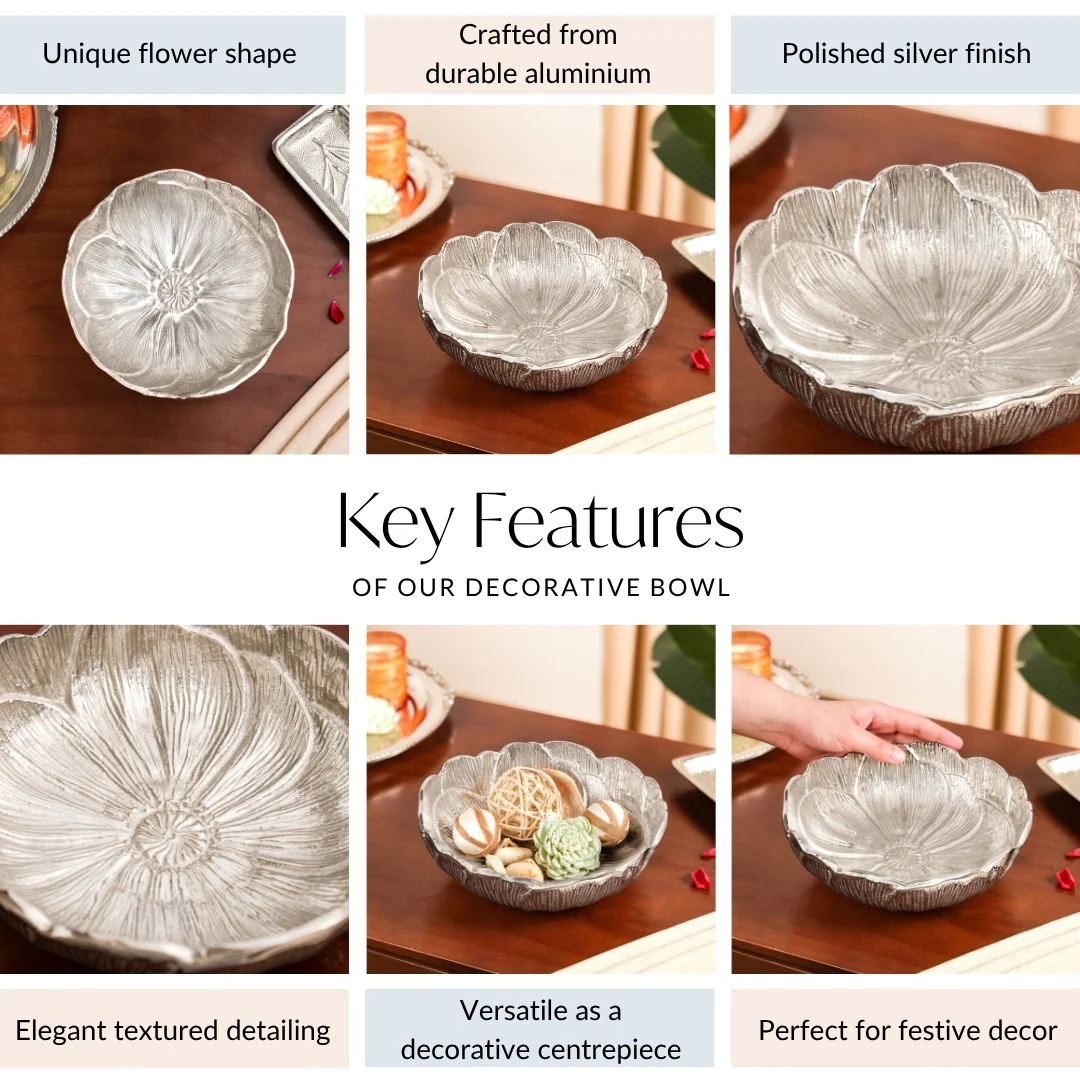 Decorative Metal Flower Bowl Urli - Image 5