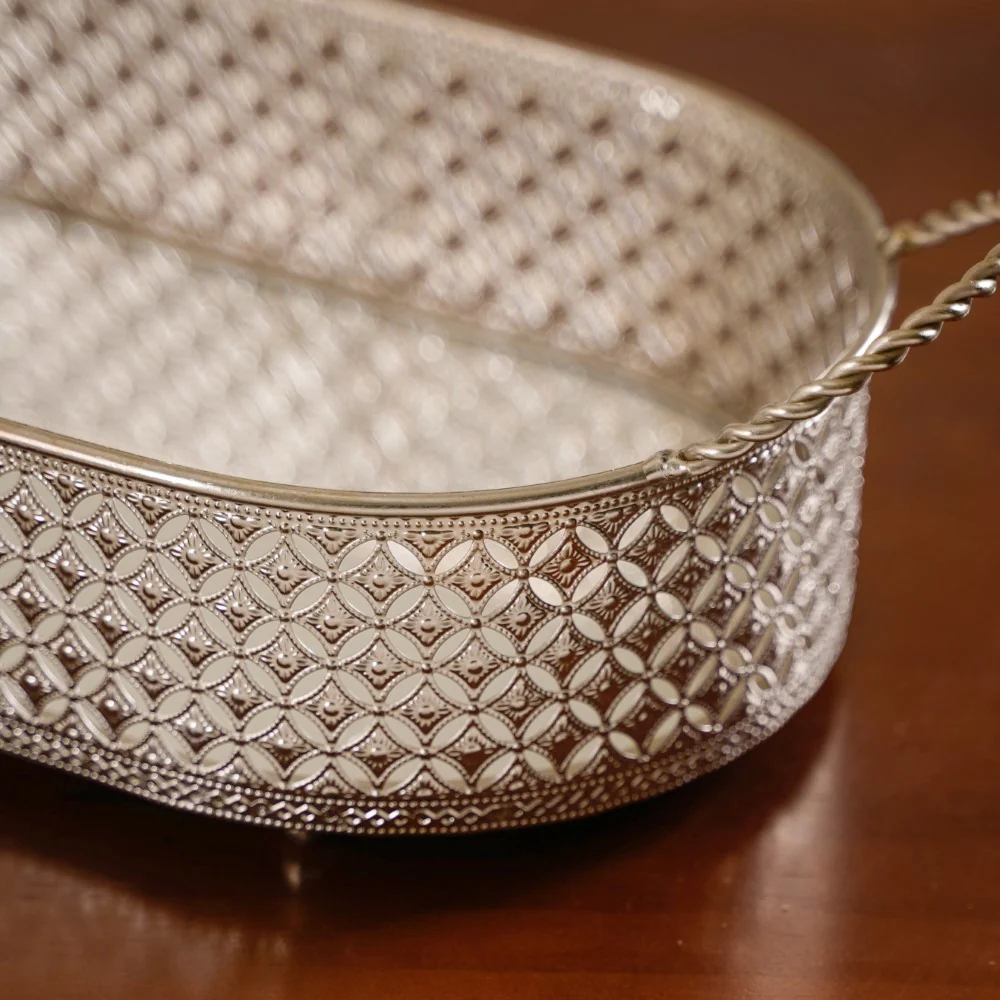 Decorative Oval Tray Silver Small - Image 5