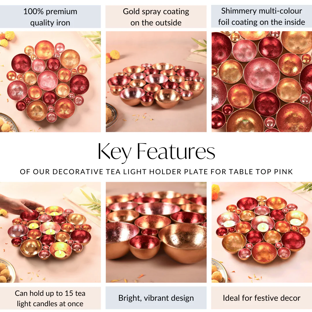 Decorative Tea Light Holder For Table Top Pink - Image 6