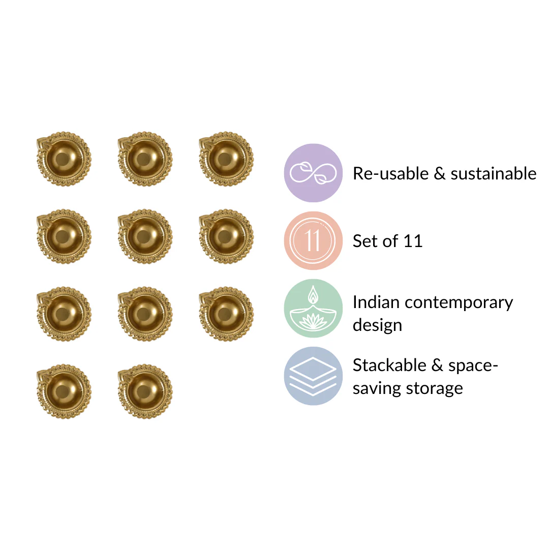 Decorative Tea Light Holder Gold Metal Reusable Set Of 11 - Image 4