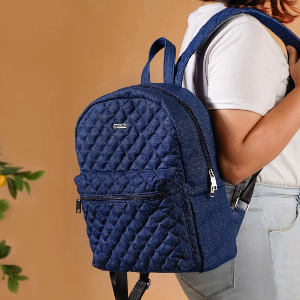 Denim Laptop Backpack Blue - Image 2
