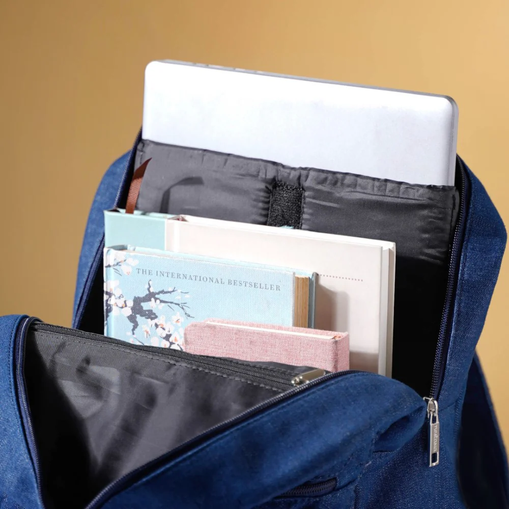 Denim Laptop Backpack Blue - Image 8