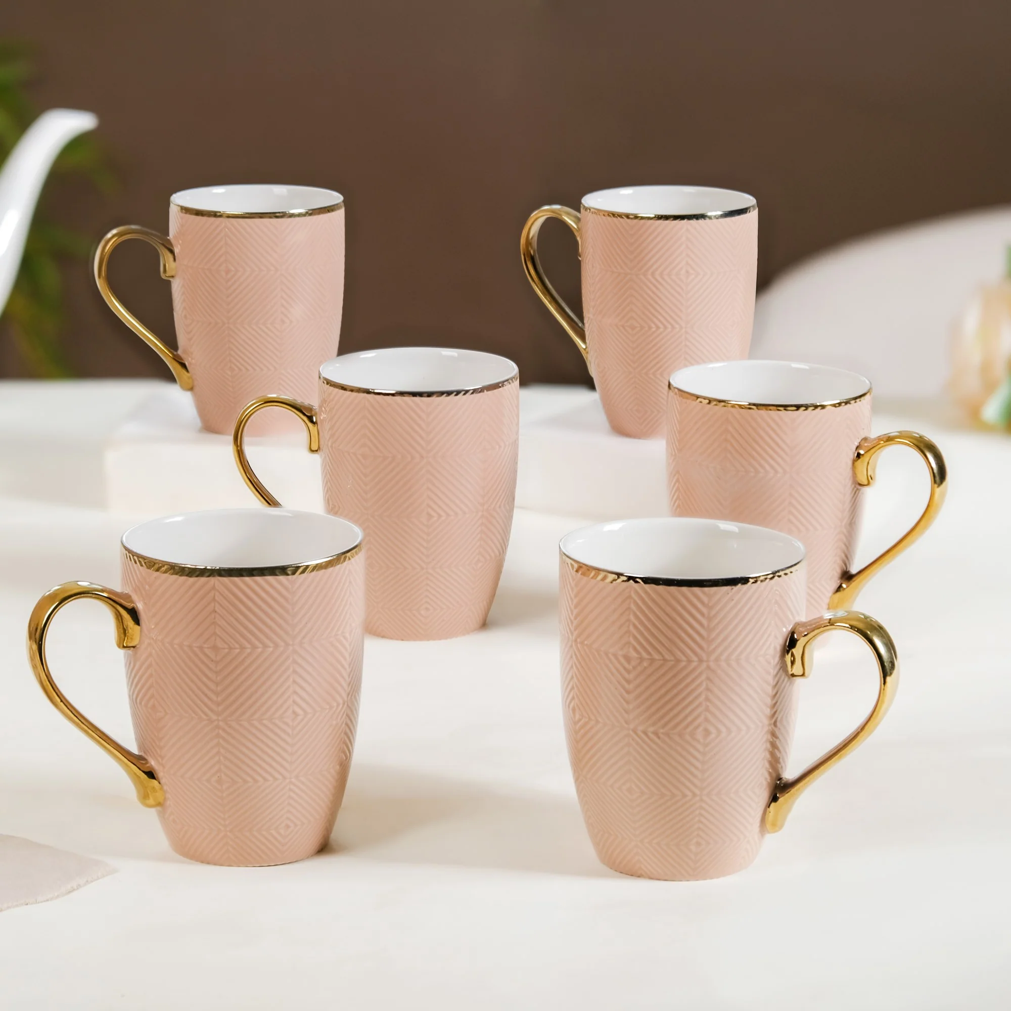 Design Mug For Coffee Set of 6 Beige 330ml - Image 3