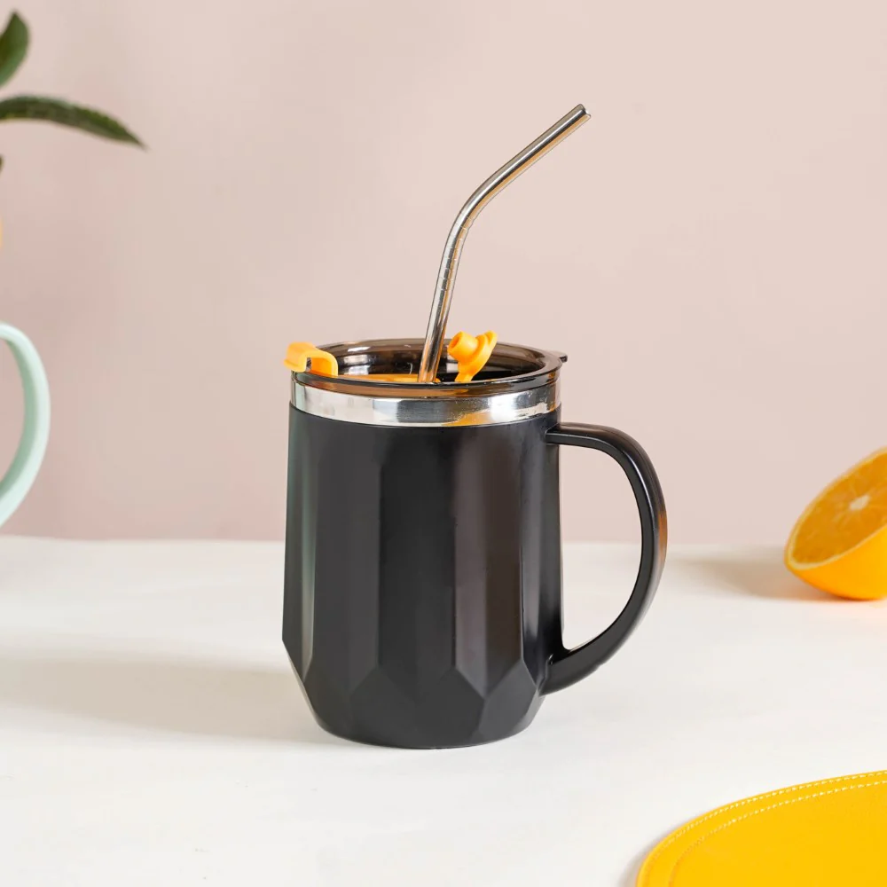 Desk Coffee Mug With Lid Set Of 2 Black 400ml - Image 13