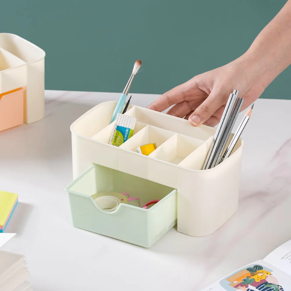 Desk Organizer With Drawer Beige - Image 2