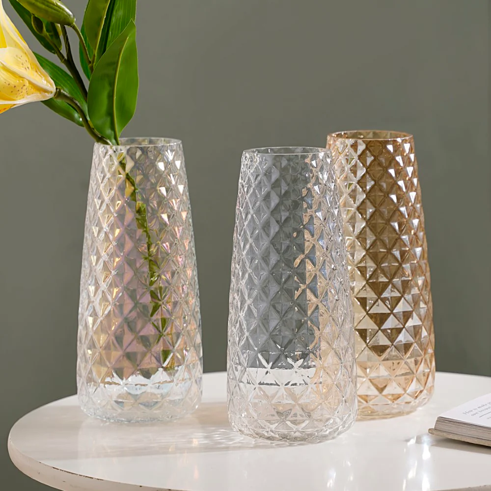 Diamante Clear Glass Flower Vase - Image 8