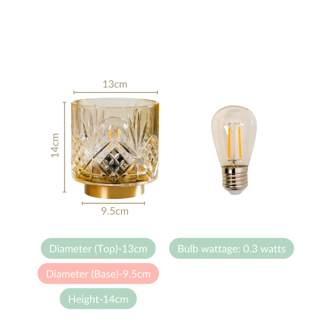 Diamond Cut Glass Decor Lamp Wireless Battery Operated - Image 4