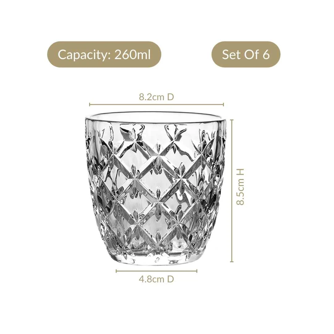 Diamond Cut Glass Tumbler Set Of 6 260ml - Image 5