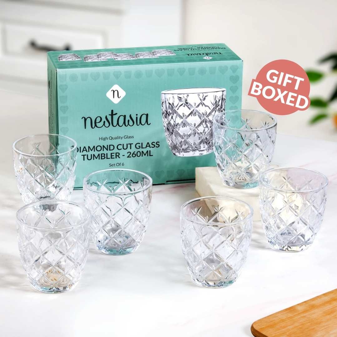 Diamond Cut Glass Tumbler Set Of 6 260ml - Image 8