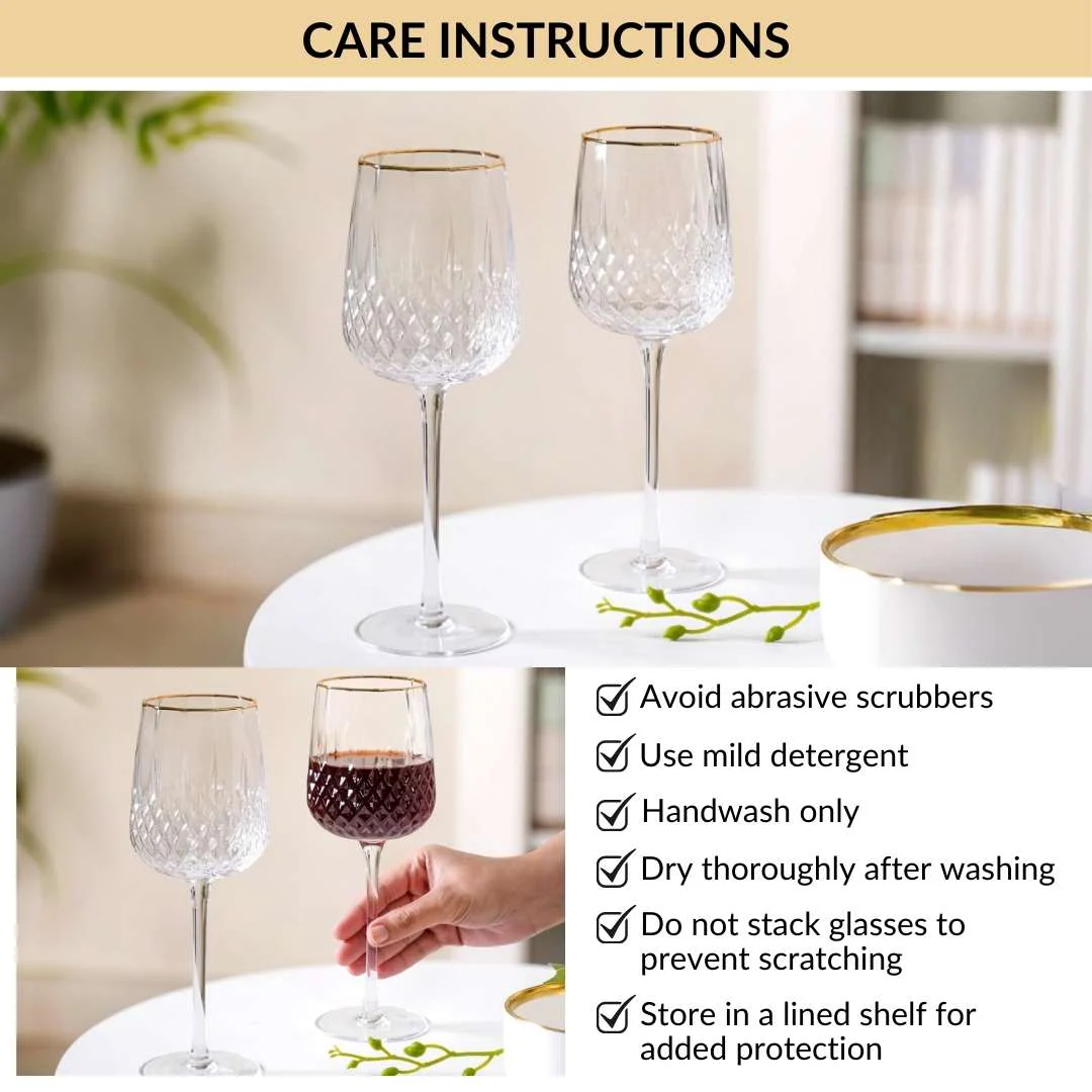 Diamond Texture Goblet Wine Glass Set Of 2 370ml - Image 8