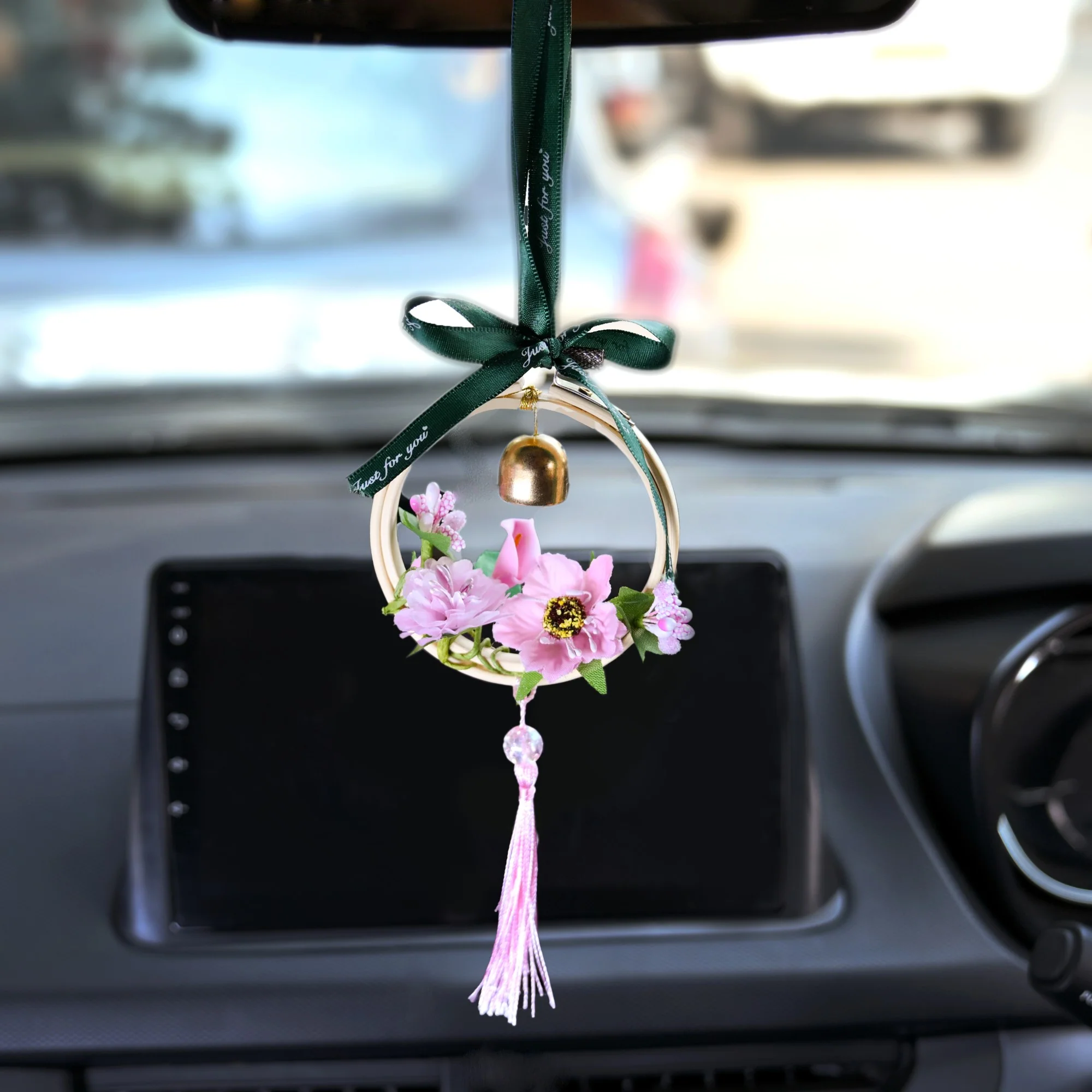 DIY Floral Swinging Car Ornament Pink - Image 2