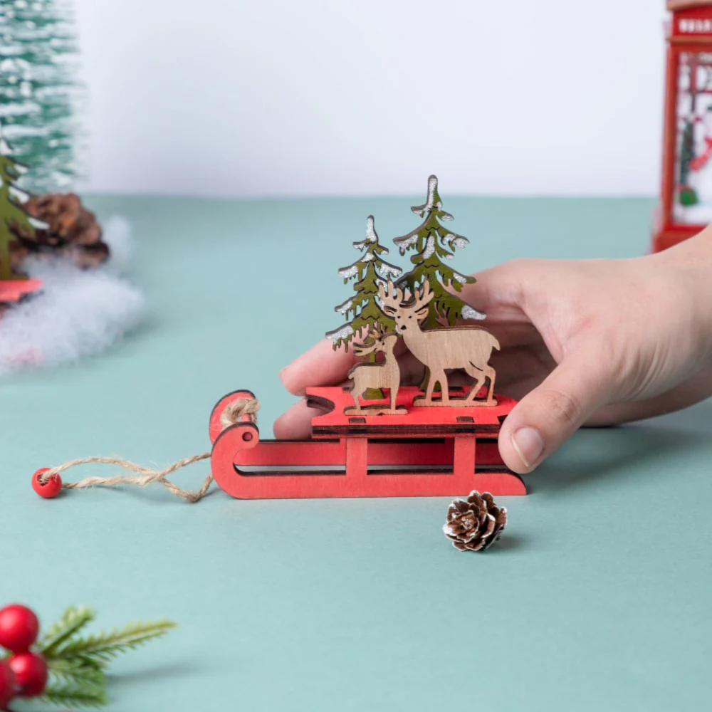 DIY Reindeer Sleigh Wooden Ornament - Image 3