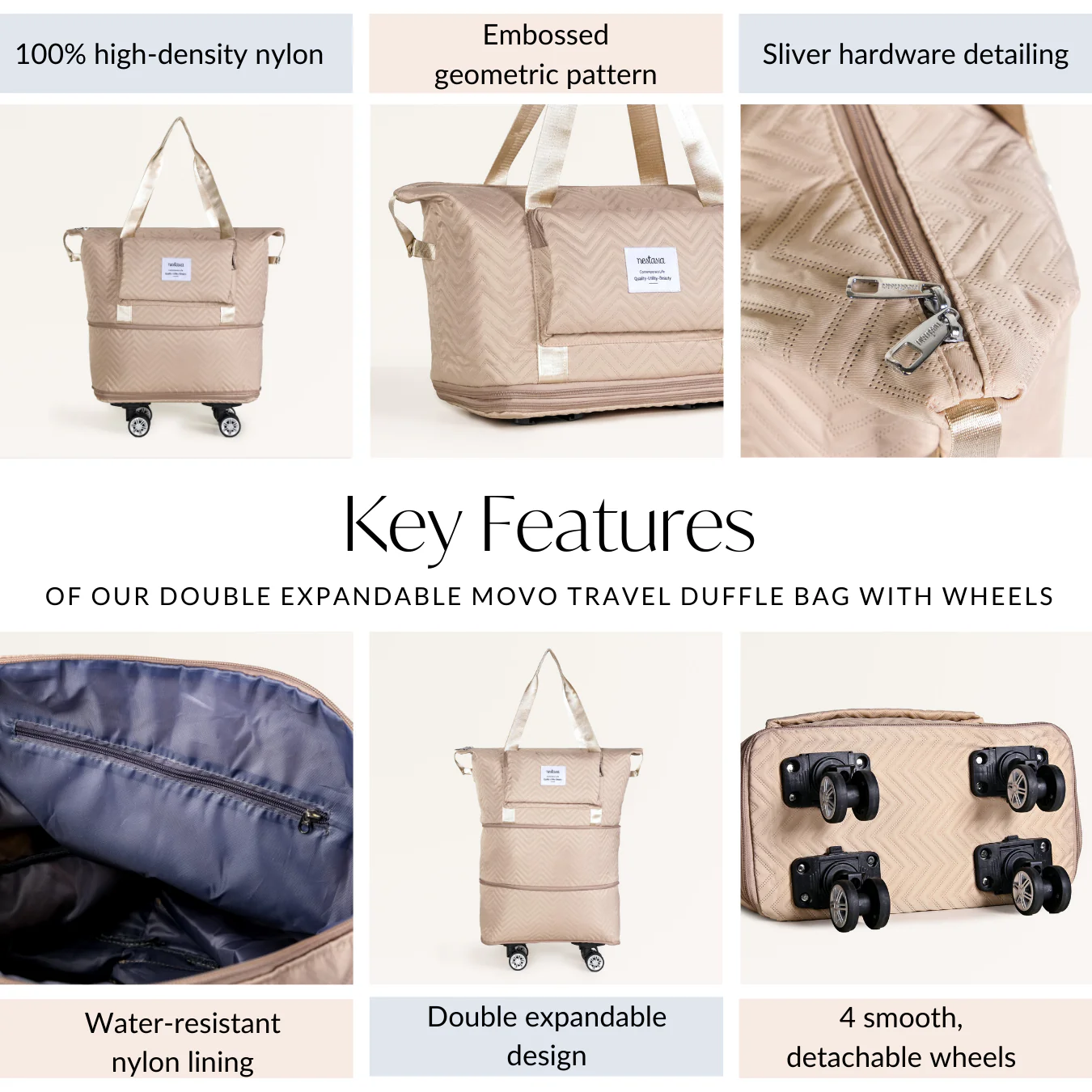Double Expandable Movo Travel Bag With Detachable Wheels - Image 5