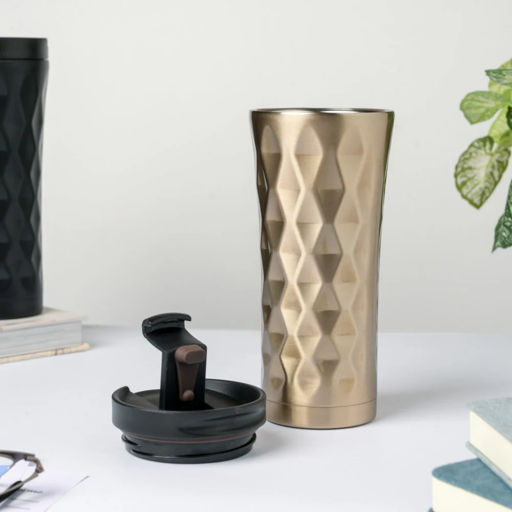 Double Walled Travel Tumbler Gold 500ml - Image 4