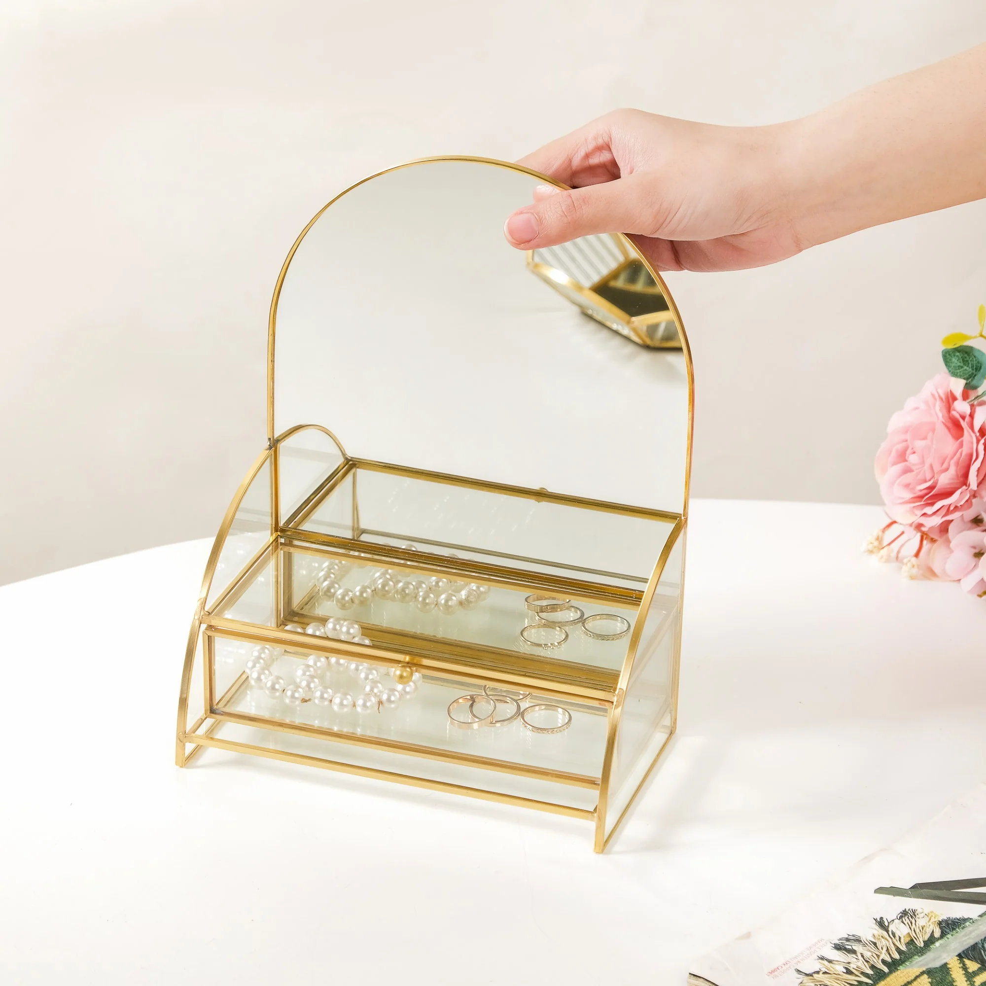 Dressing Table Mirror With Jewellery Box Drawer - Image 3