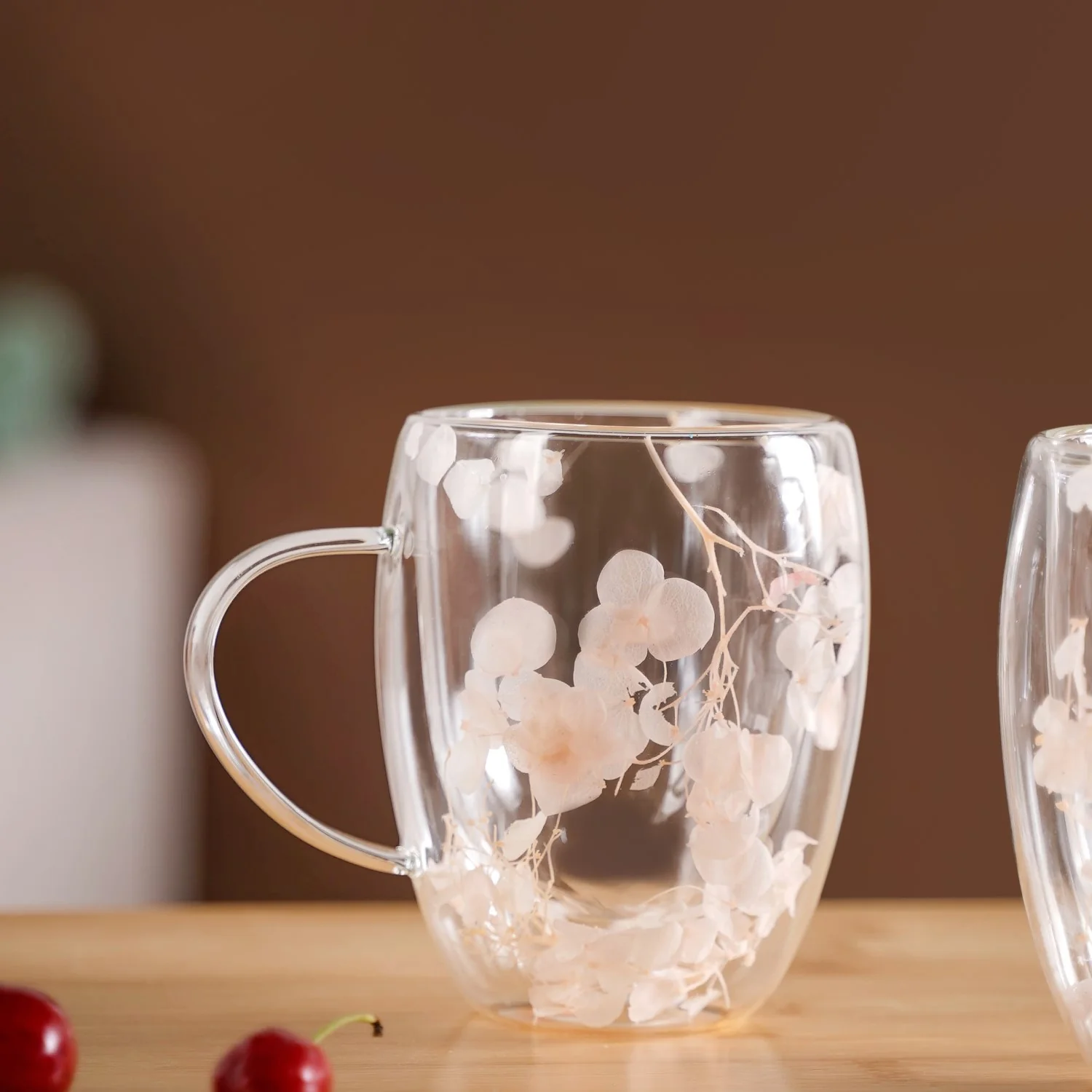 Dried Flowers Inside Double Glass Coffee Mug Set Of 2 350ml - Image 7