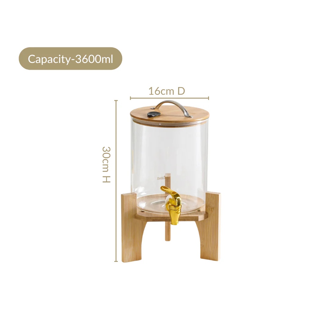 Drinks Dispenser With Bamboo Stand 3600ml - Image 4