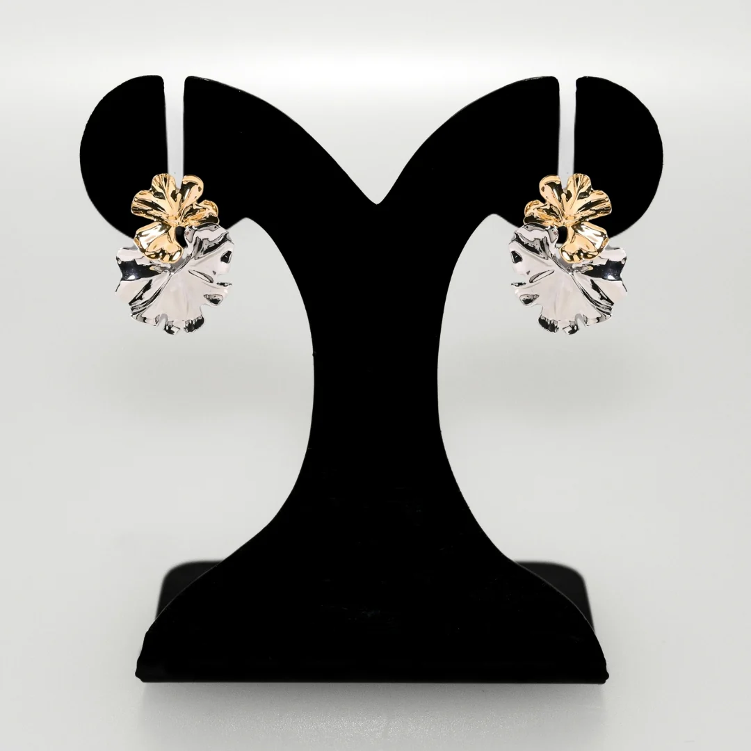 Dual Tone Lotus Earrings - Image 6