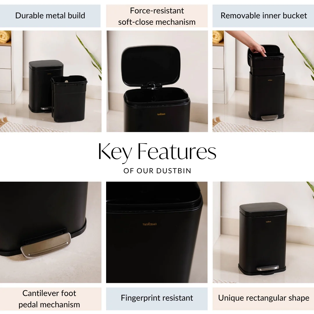 Dustro Metal Pedal Dustbin Black 5000ml - Image 5