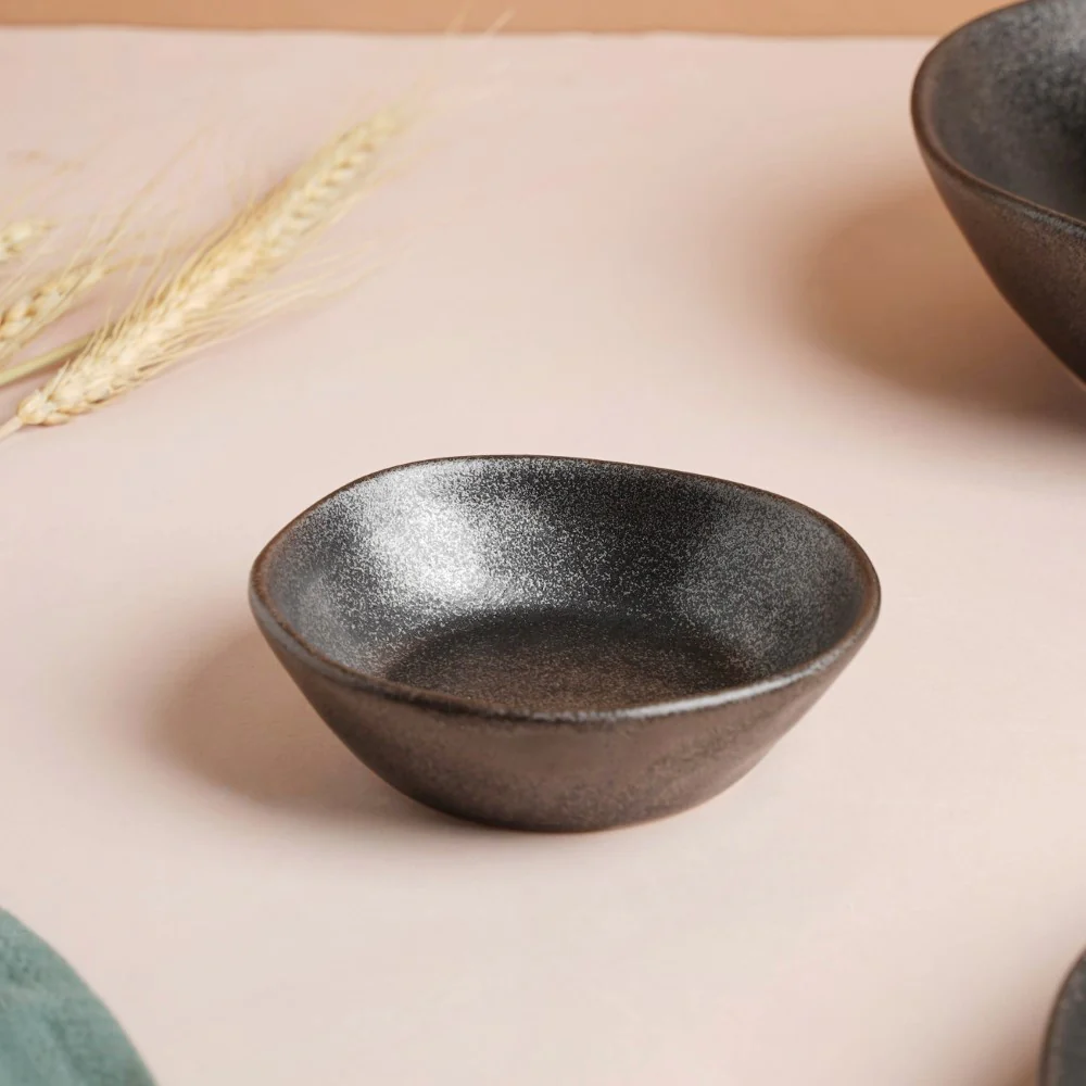 Earthen Stoneware Snack Bowl Matte Black 100 ml - Image 6