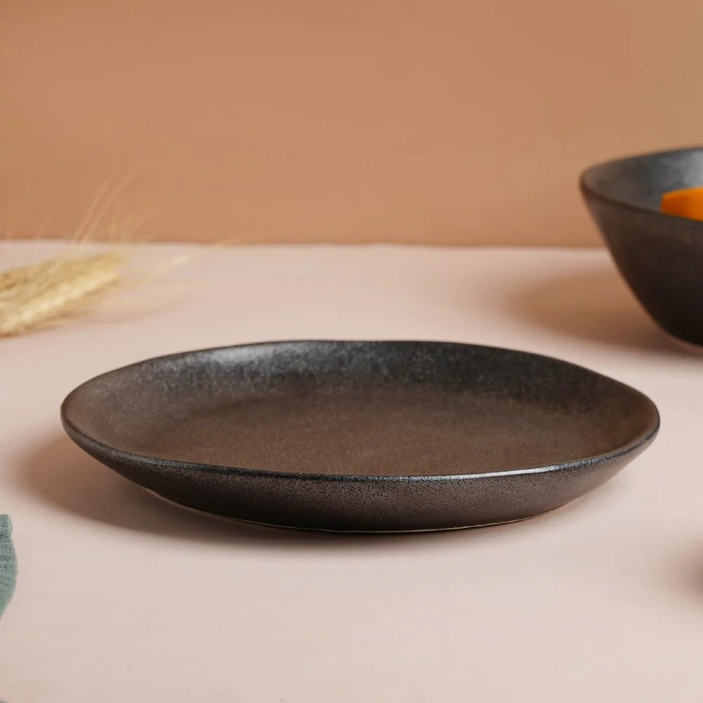 Earthen Stoneware Snack Plate Matte Black 8.5 Inch - Image 7