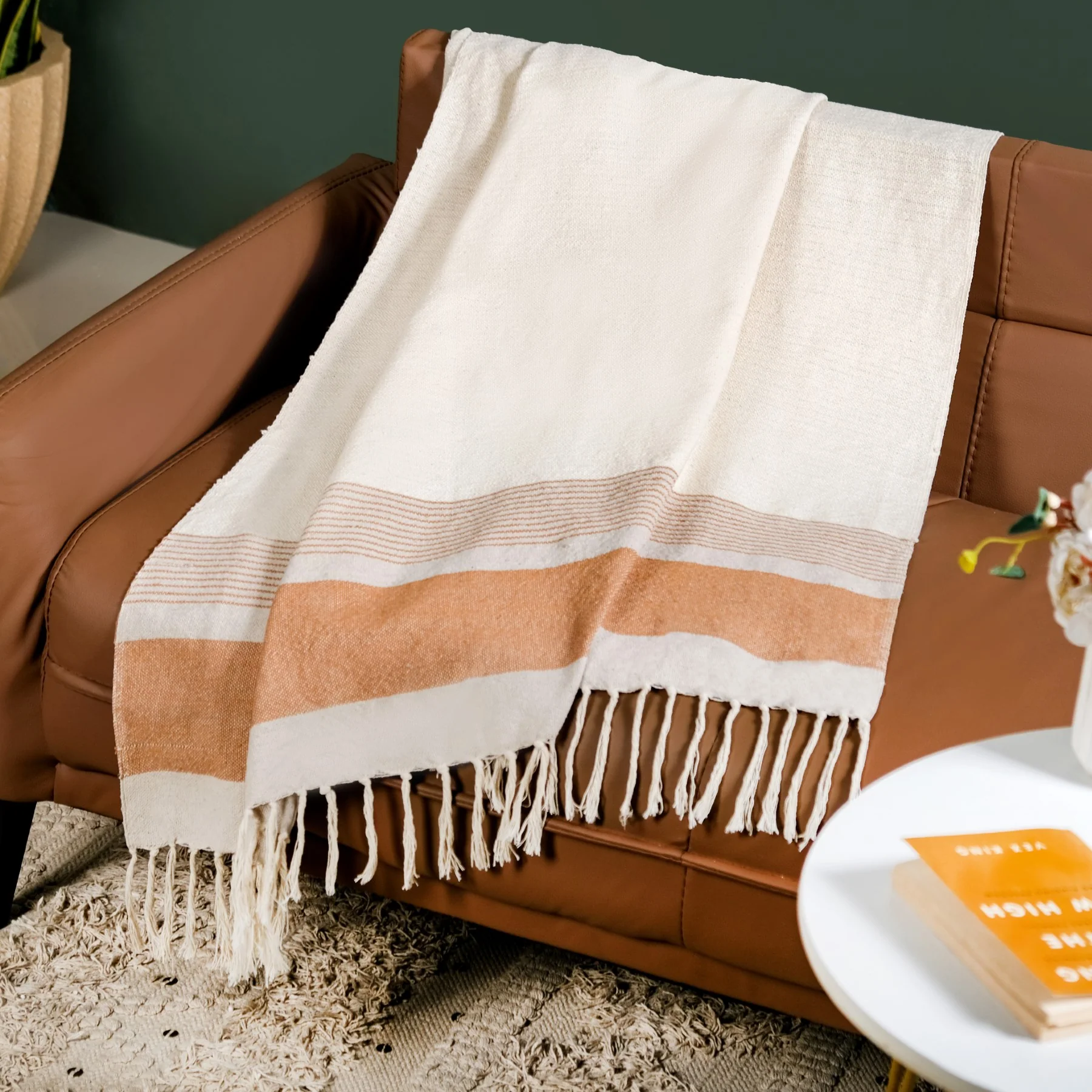 Earthtone Stripes Cotton Throw - Image 3