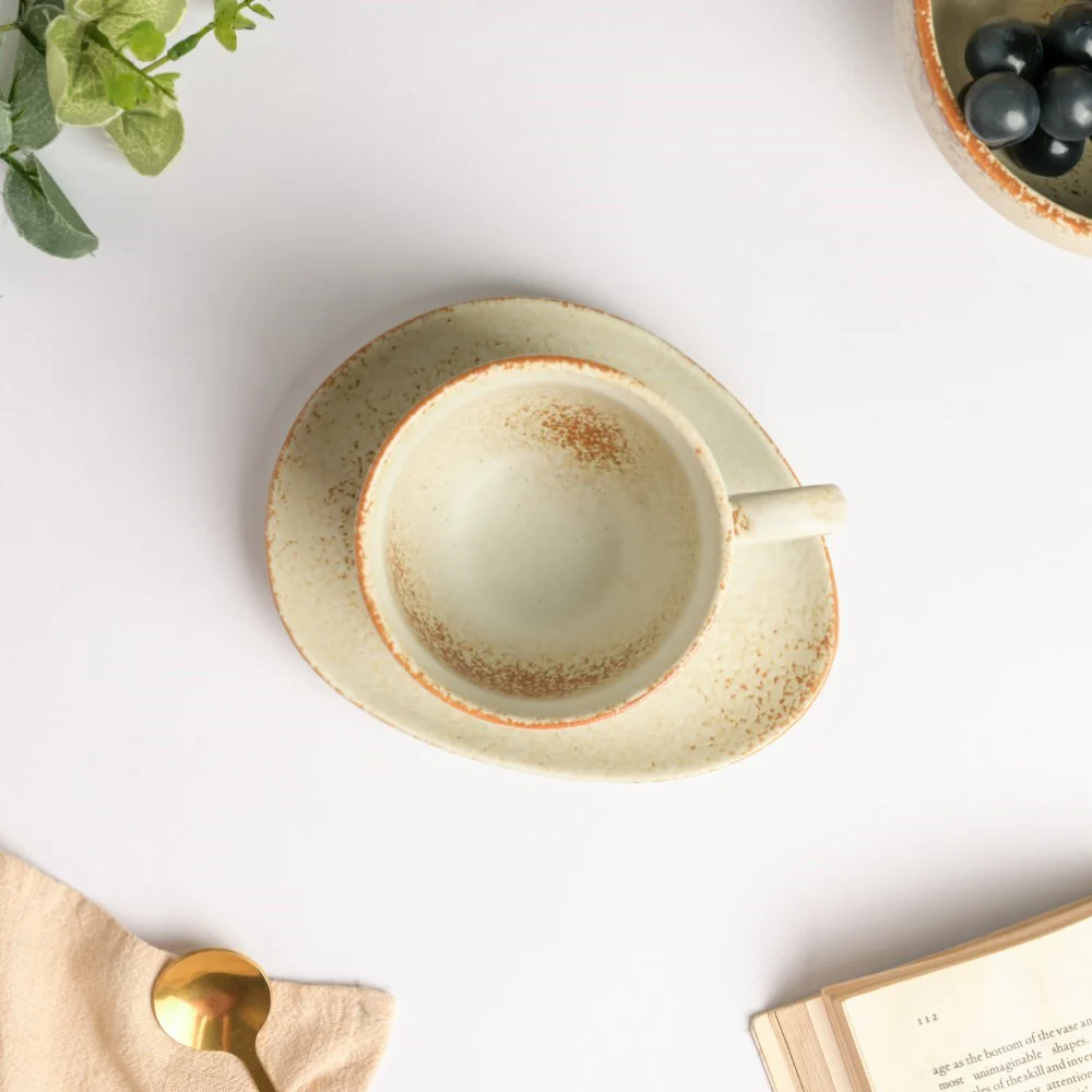 Earthy Stoneware Cup And Saucer 200 ml - Image 4