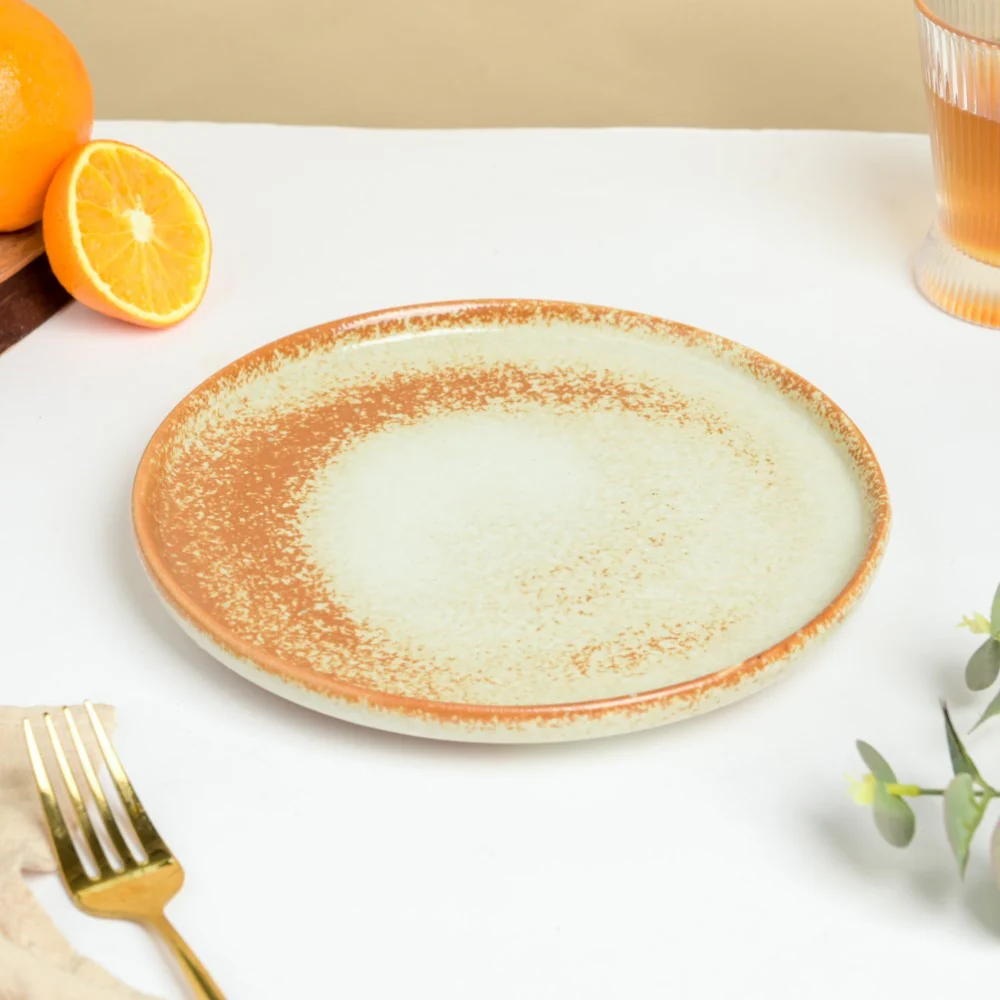 Earthy Stoneware Round Snack Plate 8 Inch - Image 3
