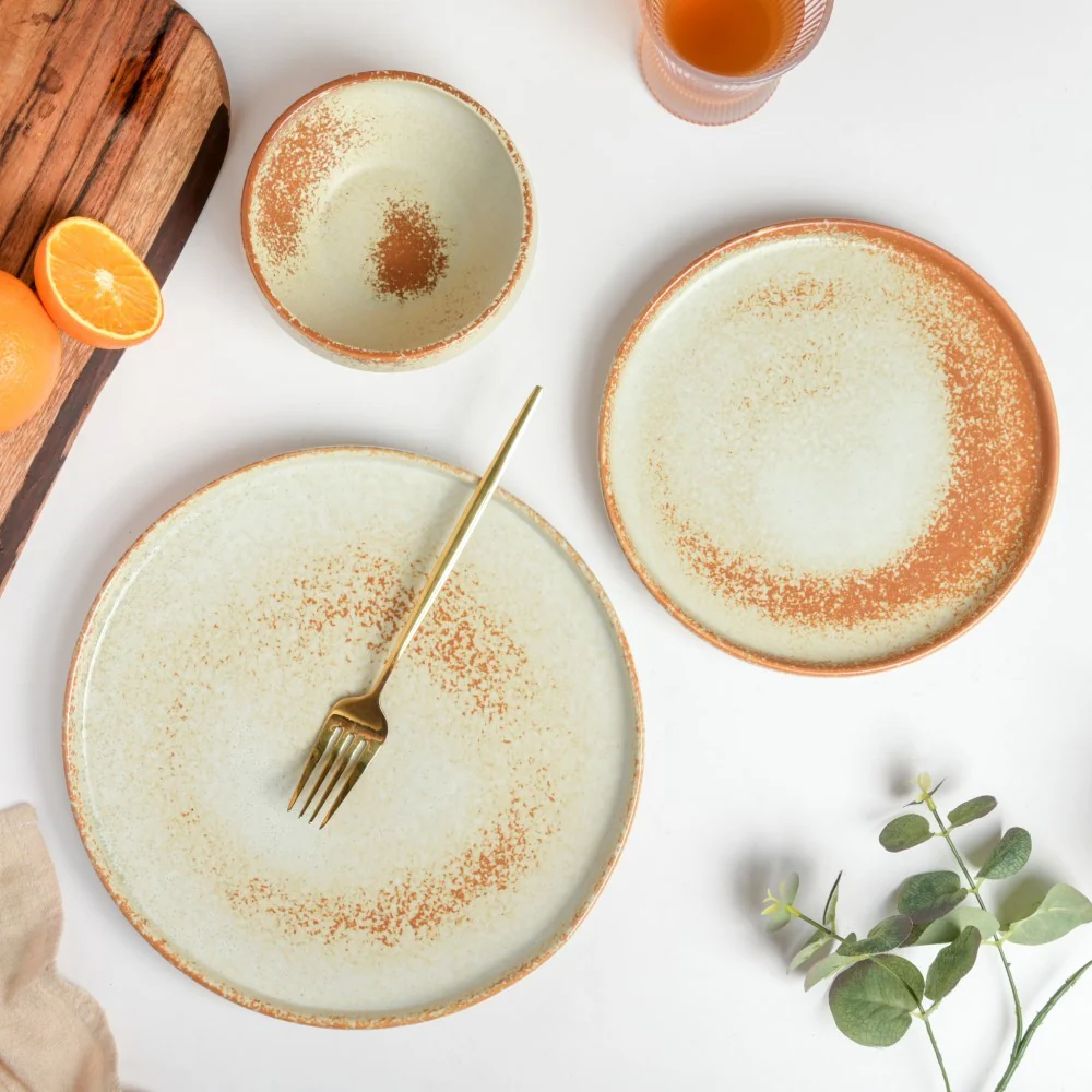 Earthy Stoneware Round Snack Plate 8 Inch - Image 7