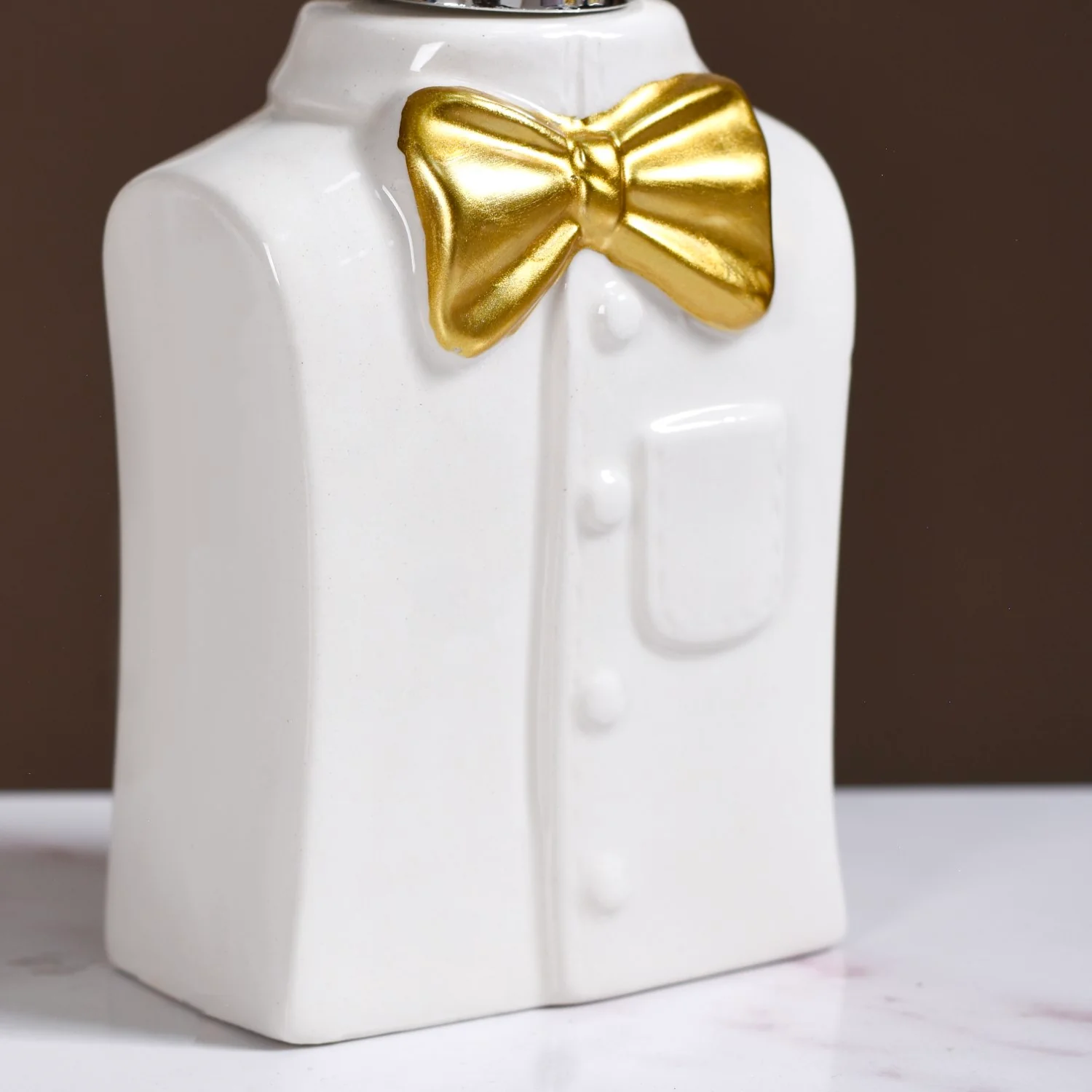 Eclectic Bow Tie Shirt Ceramic Bath Set Of 3 White - Image 6