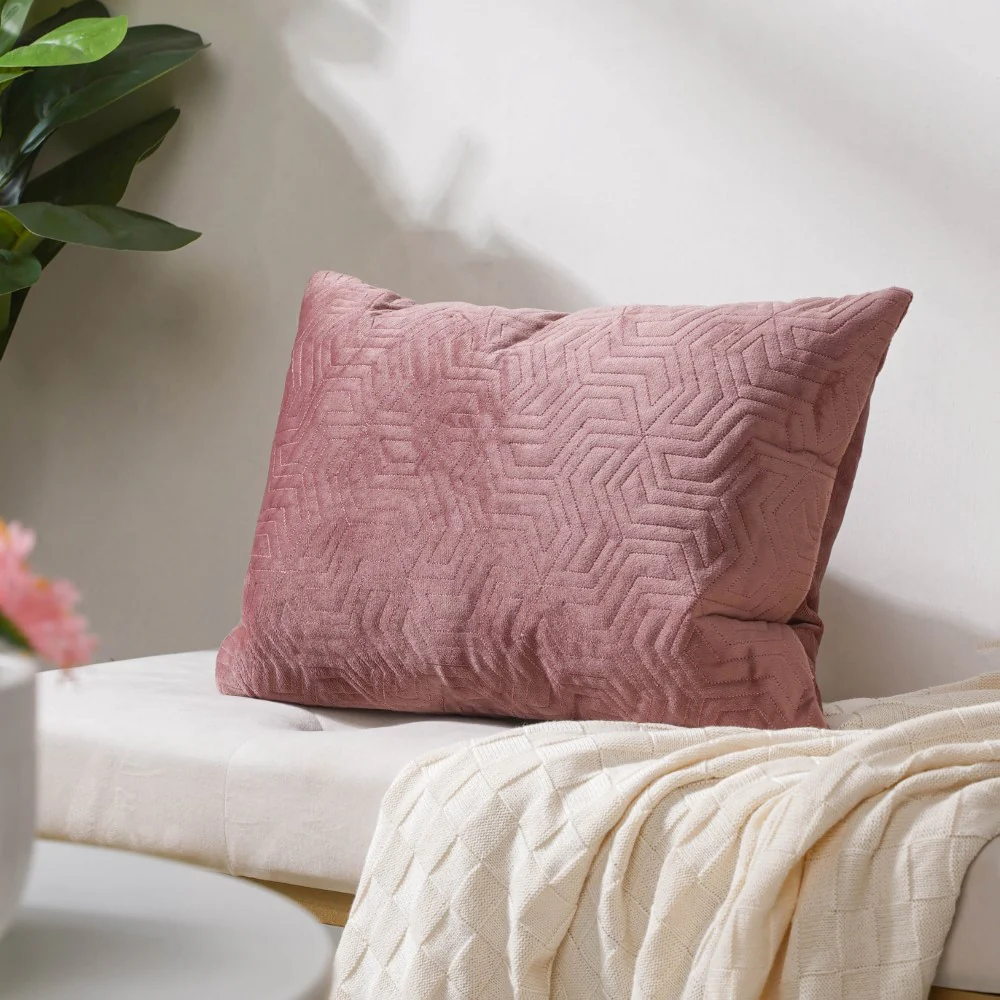 Eclectic Rectangle Velvet Cushion Cover Dusty Pink 12x18 inch - Image 2