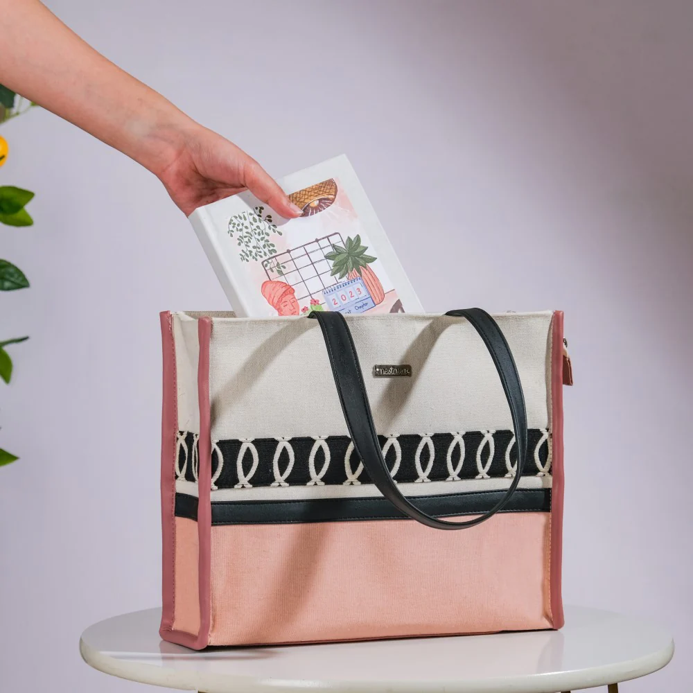 Eco Canvas Tote Bag Pink Set Of 2 - Image 8