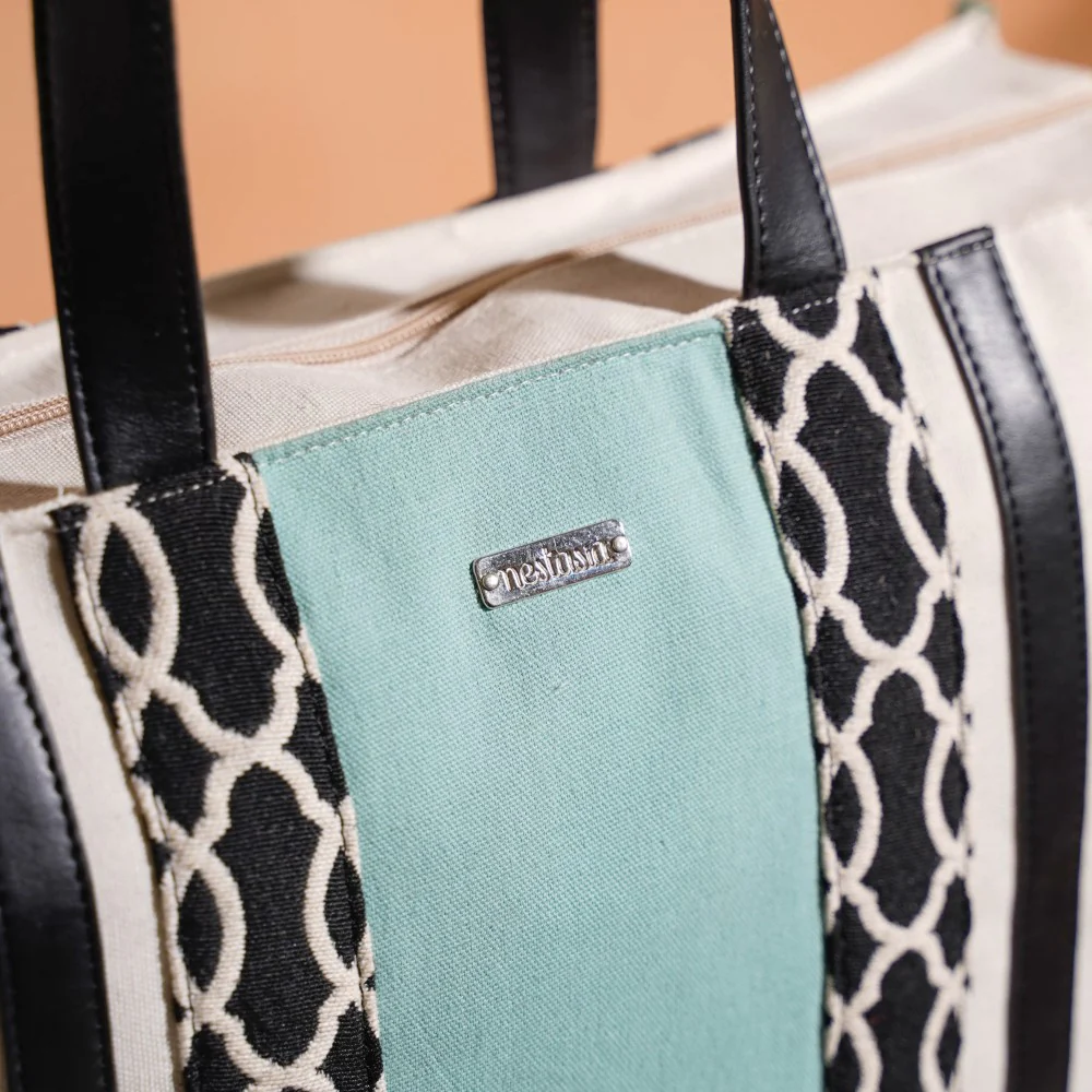 Eco-friendly Carryall Tote Bag Mint Set Of 2 - Image 11