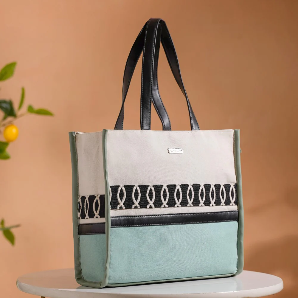 Eco-friendly Carryall Tote Bag Mint Small 12 x 10 Inch - Image 5