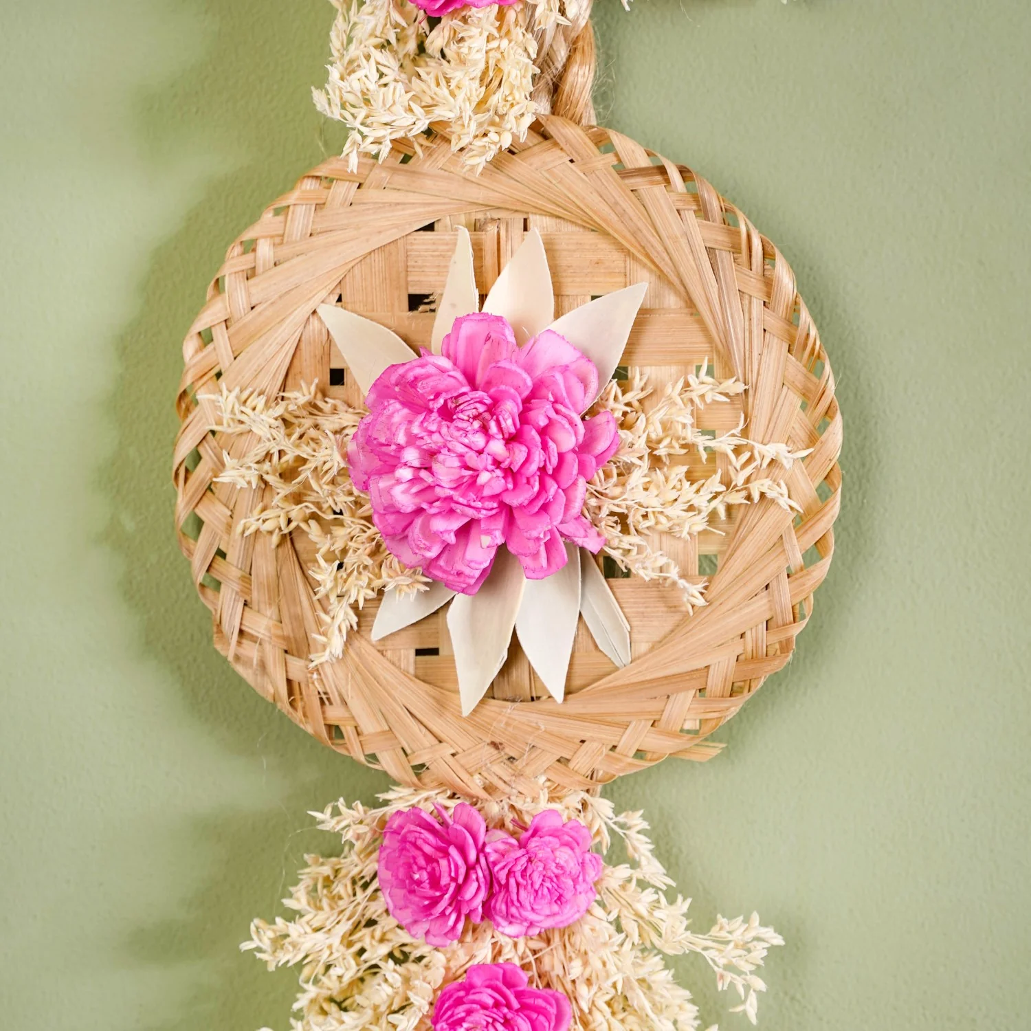 Eco Friendly Sola Flowers Wall Hanging Pink Set Of 2 - Image 3