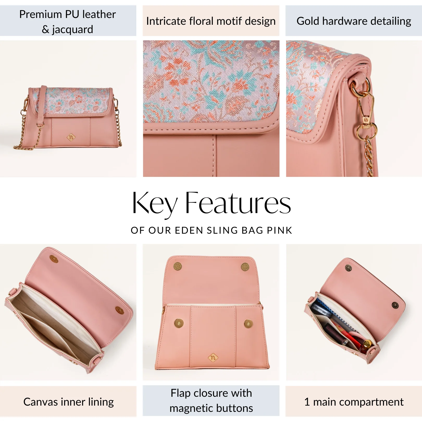 Eden Sling Bag Pink - Image 6