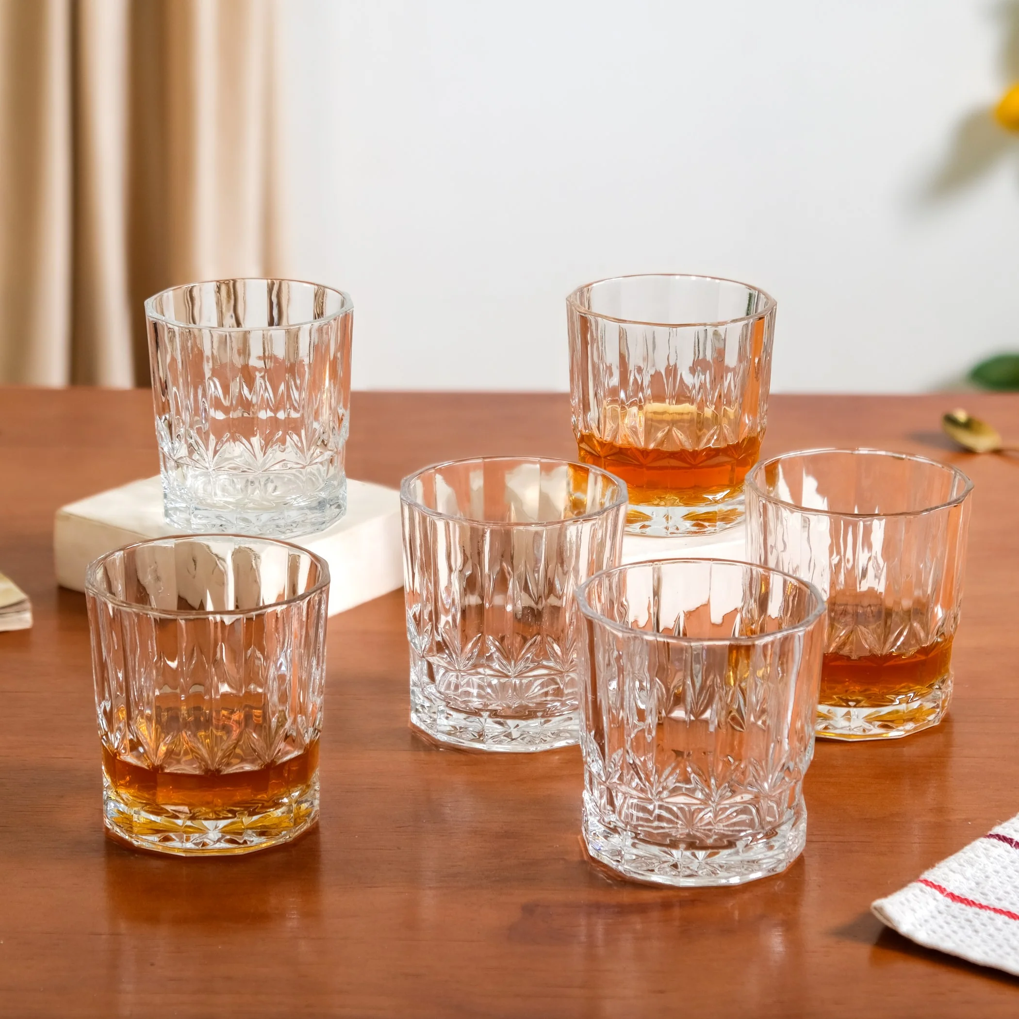 Embossed Heavy Base Whiskey Glass Large Set Of 6 310ml - Image 3