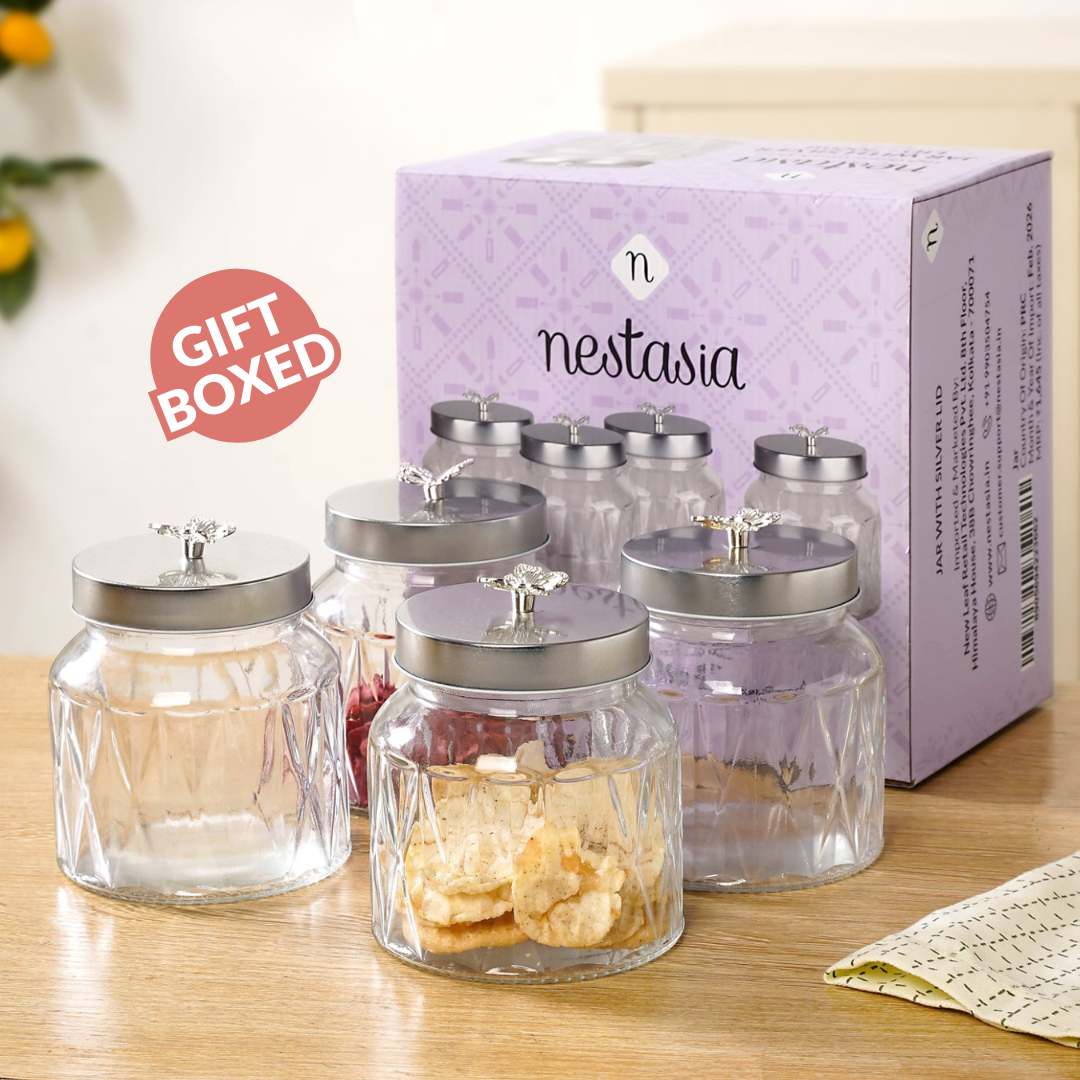 Embossed Jar With Butterfly Lid Set Of 4 700ml - Image 5