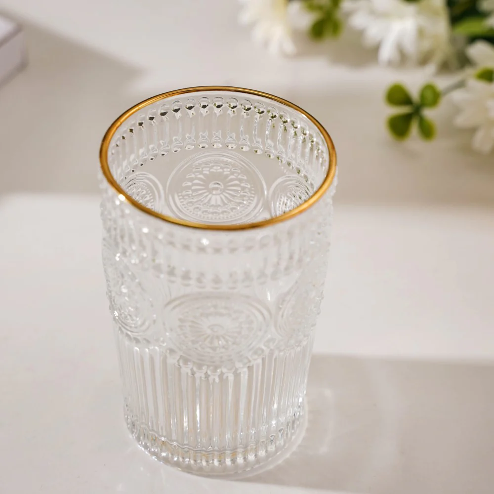 Embossed Large Drinkware Glass Set of 6 350 ml - Image 5
