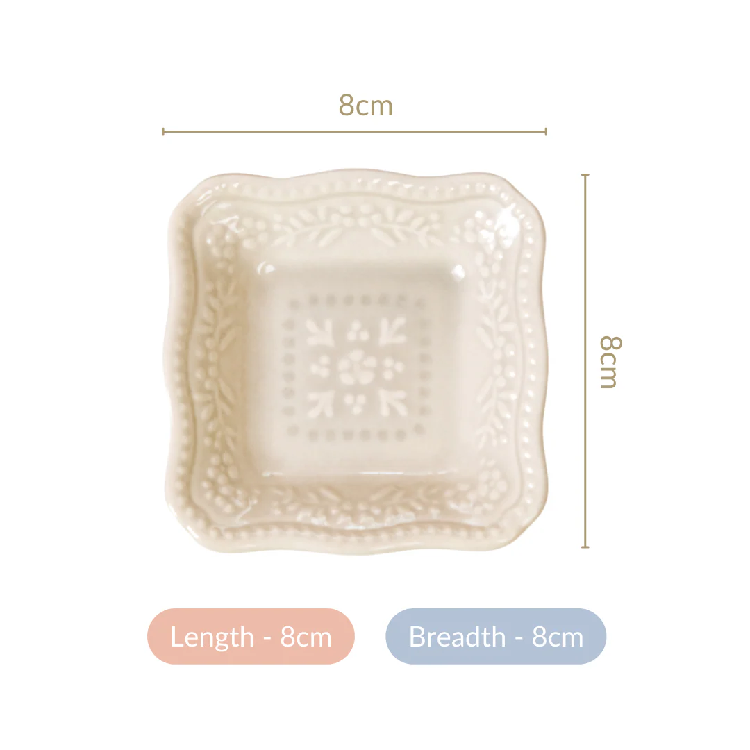 Embossed Square Small Dessert Dish Set Of 6 3" x 3" - Image 6