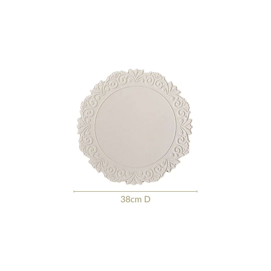 Embossed White Round Placemat Set Of 6 - Image 4