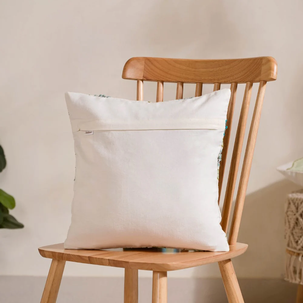 Embroidered Cotton Cushion Cover Colourful 16x16 Inch - Image 6