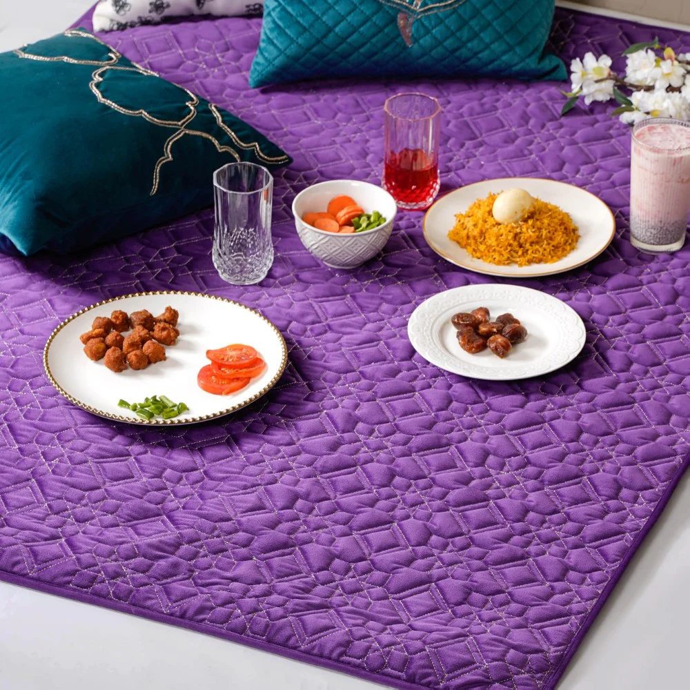 Embroidered Velvet Table Cover Purple 52x40 inch - Image 6