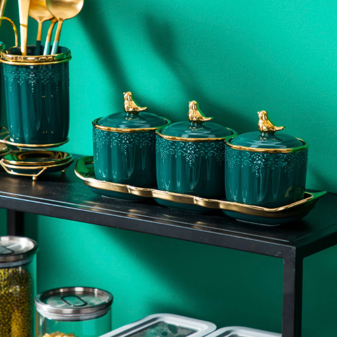 Emerald Seasoning Jar Set of 3 - Image 2